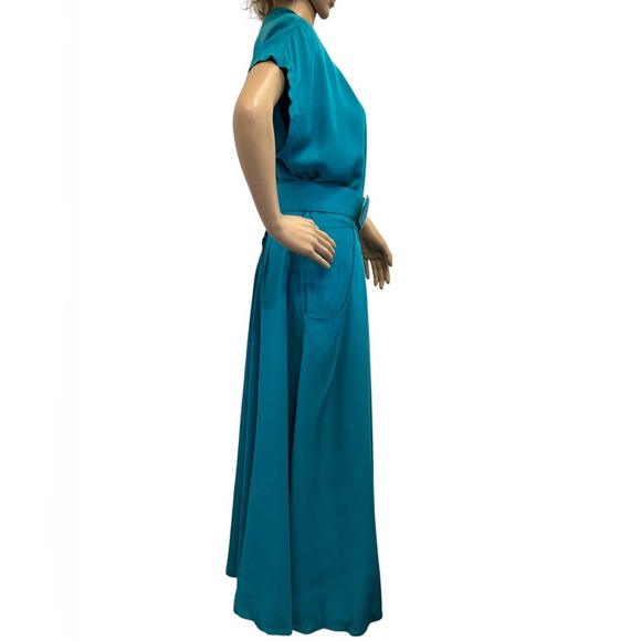 RABBIT RABBIT RABBIT Vintage 1980’s Belted Dress Teal - Picture 4 of 16